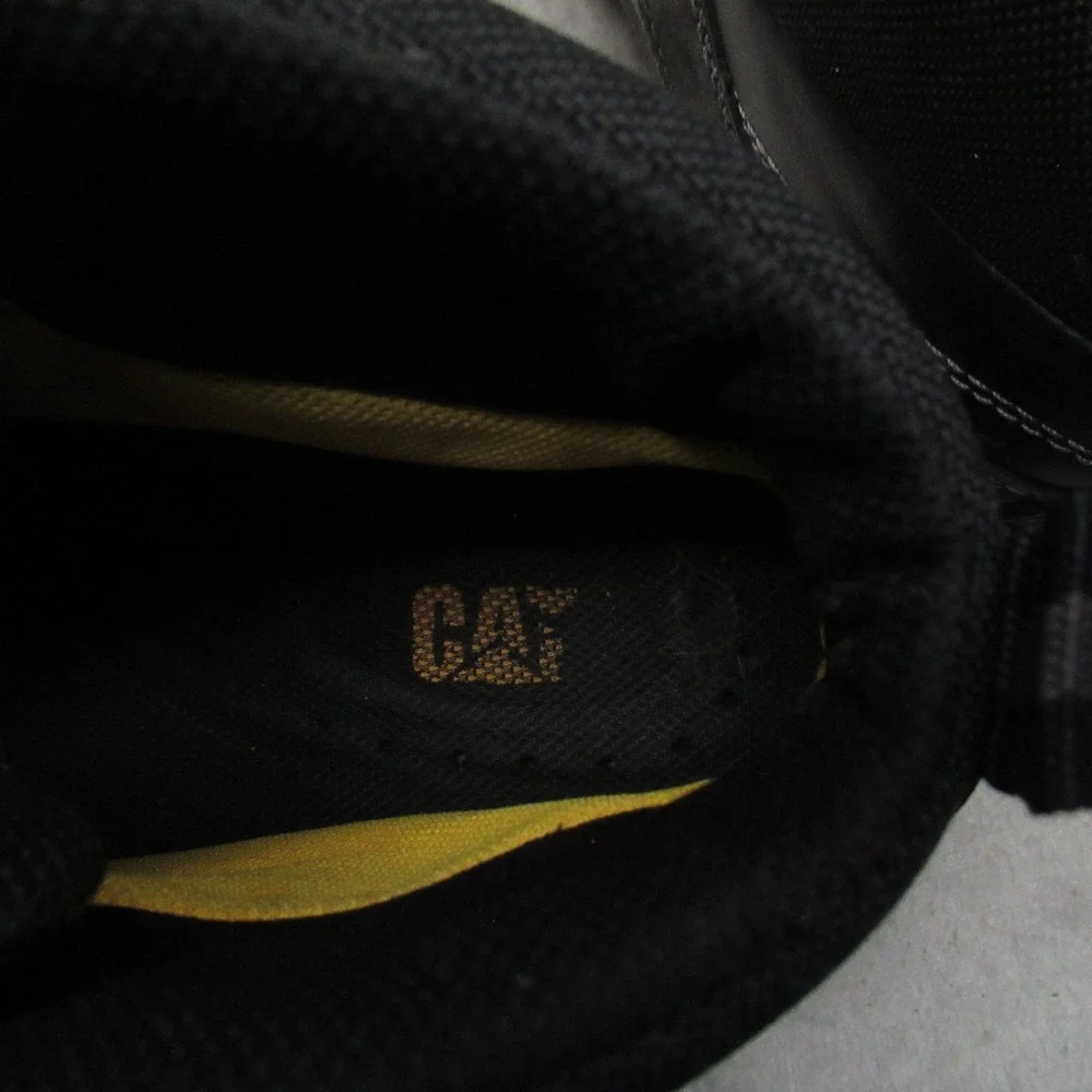 Caterpillar Men 10.5M‎ Wide Work Boots Black Steel Toe Leather Rugged Waterproof